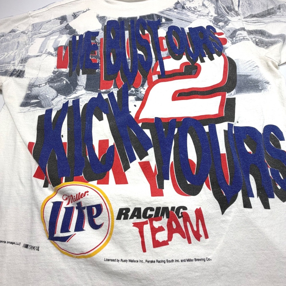Vintage 1999 Rusty Wallace NASCAR Tee XL Miller Lite Chase Authentics
